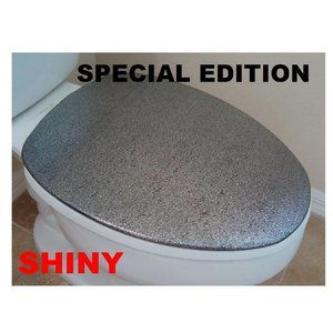 Shiny Fabric Lid Cover toilet SEAT Round & Elongated HandMade USA - Platinum